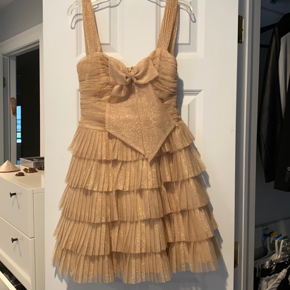 Badgley Mishka gold cocktail dress